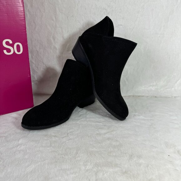 So Angel Fish Black Suede Ankle Boots 7.5W  Zipper Closure & Memory Foam Insole - Picture 1 of 9